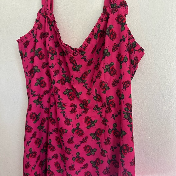 Betsey Johnson Pink Dress with Red Floral Accents - Picture 2 of 8